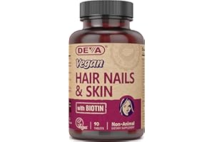 DEVA Vegan Vitamins Hair, Nails & Skin Supplement with 500 mcg of Biotin Per Tablet - 90 Tablets