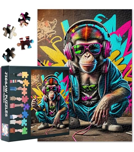 Tucocoo 1000-Piece Graffiti Monkey Jigsaw Puzzle - Colorful Animal Art For Adults & Families