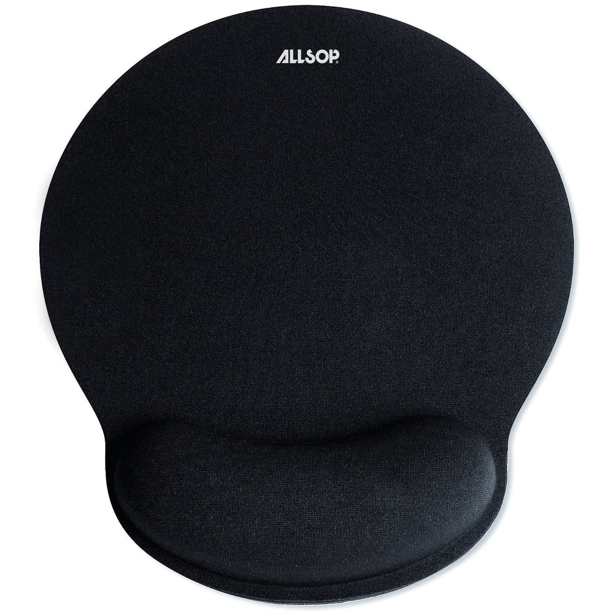 ALLSOP Memory Foam Mouse Pad With Built In Wrist Rest Ergonomic Stress Relief (Black) 05940