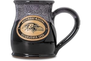 Greater Distance NFL Football Baltimore Ravens 14 oz Two-Tone Tall Belly Mug, Handmade Large Ceramic Coffee Mug With Team Logo for True Fans, Premium Deneen Pottery Made in USA