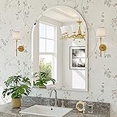 JIINGYO Frameless Bathroom Mirror, 22"x30" Arched Bathroom Vanity Mirrors for Beveled Edge, Arched Wall Mirror, Decorative Arch Mirrors for Bedroom, Entryway, Living Room