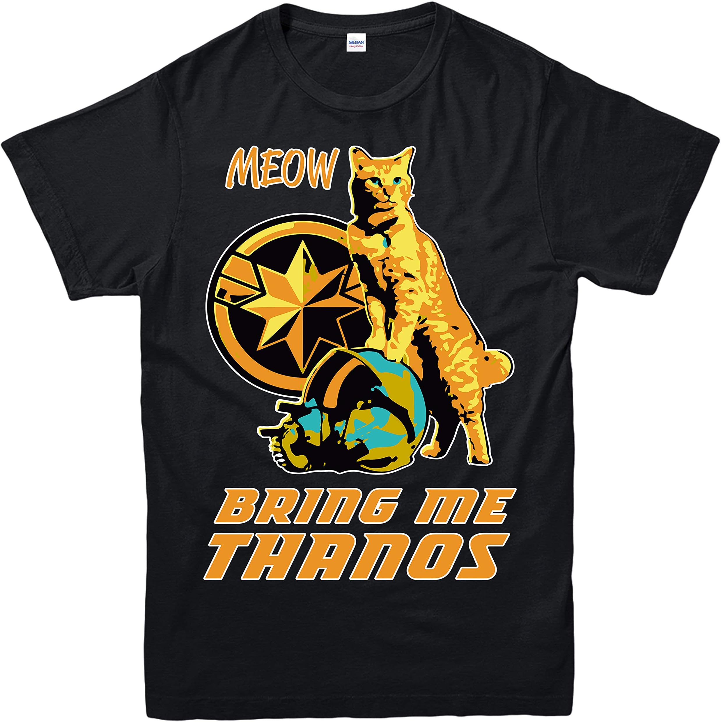 Captain Marvel T-Shirt, Avengers: Endgame Captain Marvel Cat Goose Bring Me Thanos Marvel Comics Superheroes Kids & Adults Size Tee Top