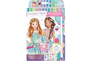 Make It Real Fashion Design Sketchbook Kit for Girls - Blooming Creativity Set with Stencils, Puffy Stickers, Design Guide - Unleash Fashion Talent, Develop Skills, for Kids Ages 6