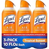 Lysol Air Sanitizer Spray, Air Freshener Alternative, Tropical Sunset 3-Pk | Lysol Scented Air Sanitizing Room Spray, Bacterial Odor Eliminator, Home, Office, Classroom, Toilet, &amp; Bathroom Spray, 10 oz