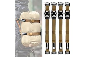 HIKEMAN 4 Pcs Tactical Molle System Backpack Straps and Buckles Set -Adjustable 19.49" Pack Attachment Strap Accessories