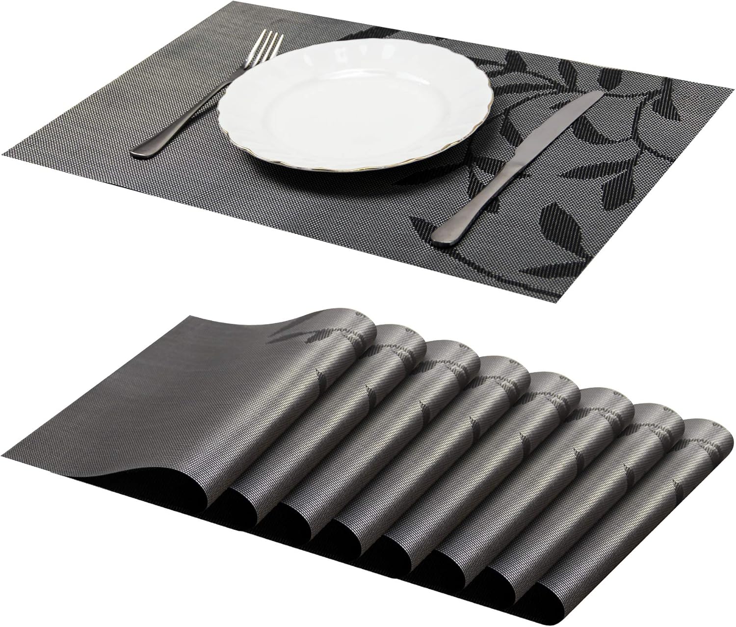 Jujin 17.7" Placemats Set of 8 NonSlip Washable PVC Heat Resistant