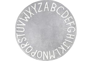 Topotdor Round Kids Play Rug Alphabet Nursery Area Rug Extra Large Soft Crawling Play Mat for Children Toddlers Bedroom (71 inch, Grey)