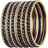Efulgenz Rhinestone Bangles Crystal Bangles for Women Indian Bollywood Bangle Set Indian Wedding Bangles Rhinestone CZ Plain Metal Bracelet Bangle Jewelry for Women
