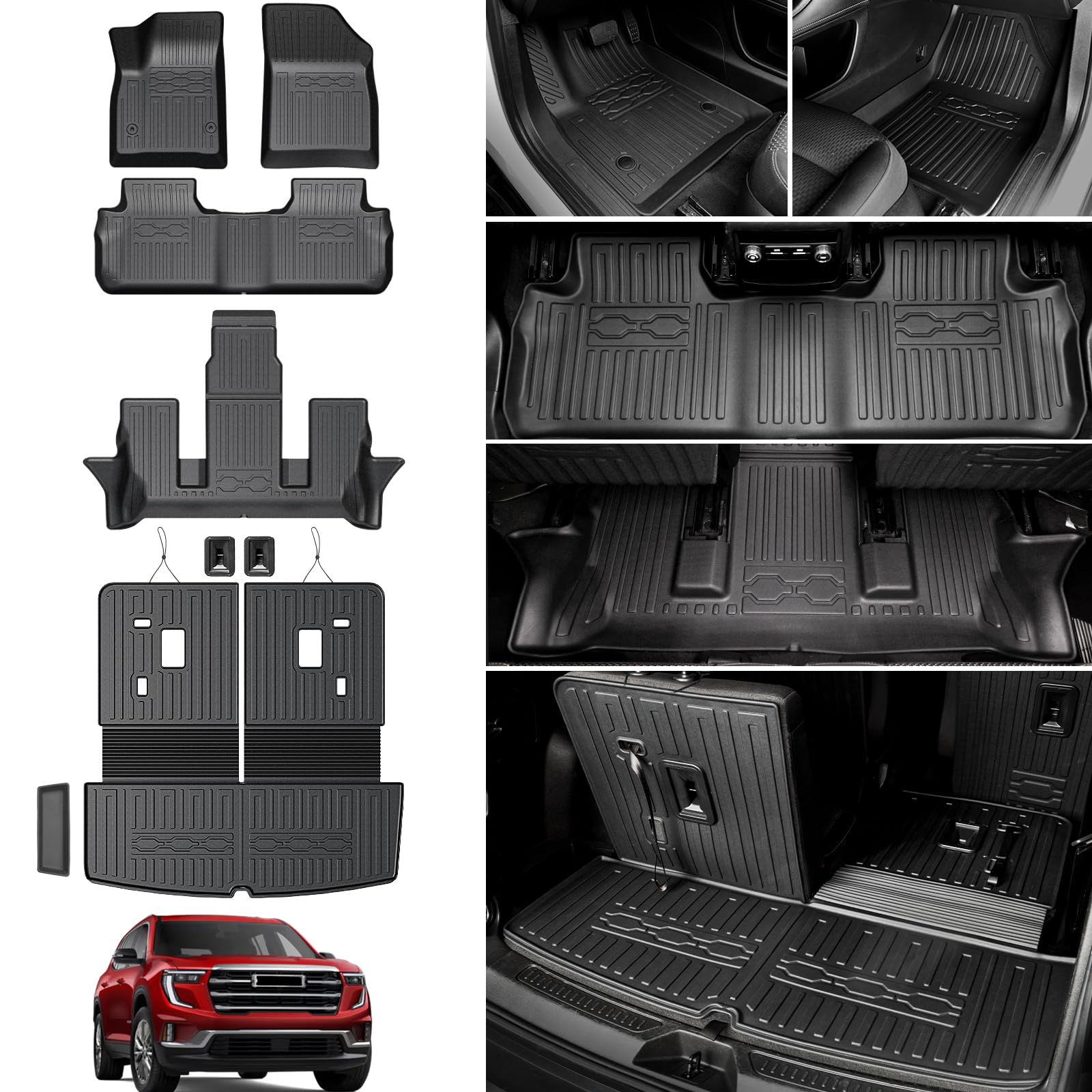 TPE Cargo Mat For 2017-2023 GMC Acadia - All Weather Trunk Liner With Backrest Protection