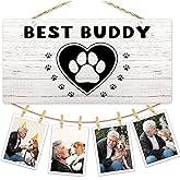 Hiuwevt Dog Picture Frame Photo Hanging Display, Dog Mom Dad Lovers Owner Gifts for Women Men, Gifts for Pet Lovers, Best Buddy Picture Board Photo Holder for Wall Decor