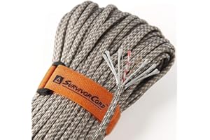 TITAN PARACORD 620 LB SurvivorCord Hank, Paracord 550 Type III, Military Grade, Heavy Duty Paracord with 3 Survival Strands, Cordage for Camping, with Survival Firestarter.