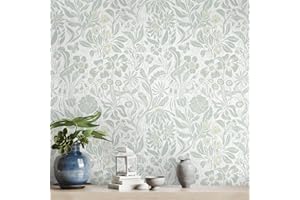 Heroad Green Floral Wallpaper Self-Adhesive Peel and Stick Removable Contact Paper 17.3''x393''