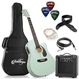 Ashthorpe Full-Size Thinline Cutaway Acoustic Electric Guitar Package with 10 Watt Amp - Mint Green