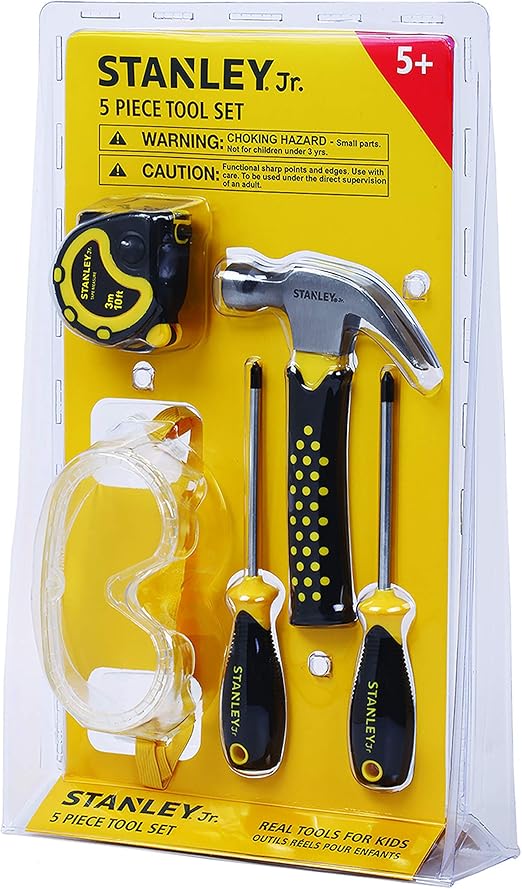 amazoncom stanley jr 5 piece kids tool set with real tools for kids