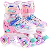 SULIFEEL Adjustable Kids Roller Skates for Boys Ages 3-5 5-8 6-12 with 4 Sizes Adjustable Light up Wheels, Best Children Gift for Beginners Indoor Outdoor Sports