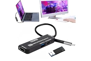 4K HDMI Video Capture Card with USB3.0&100W PD, HDMI to USB/USB C Supports 4K@60Hz Input and 1080P Output HD Live and Record 