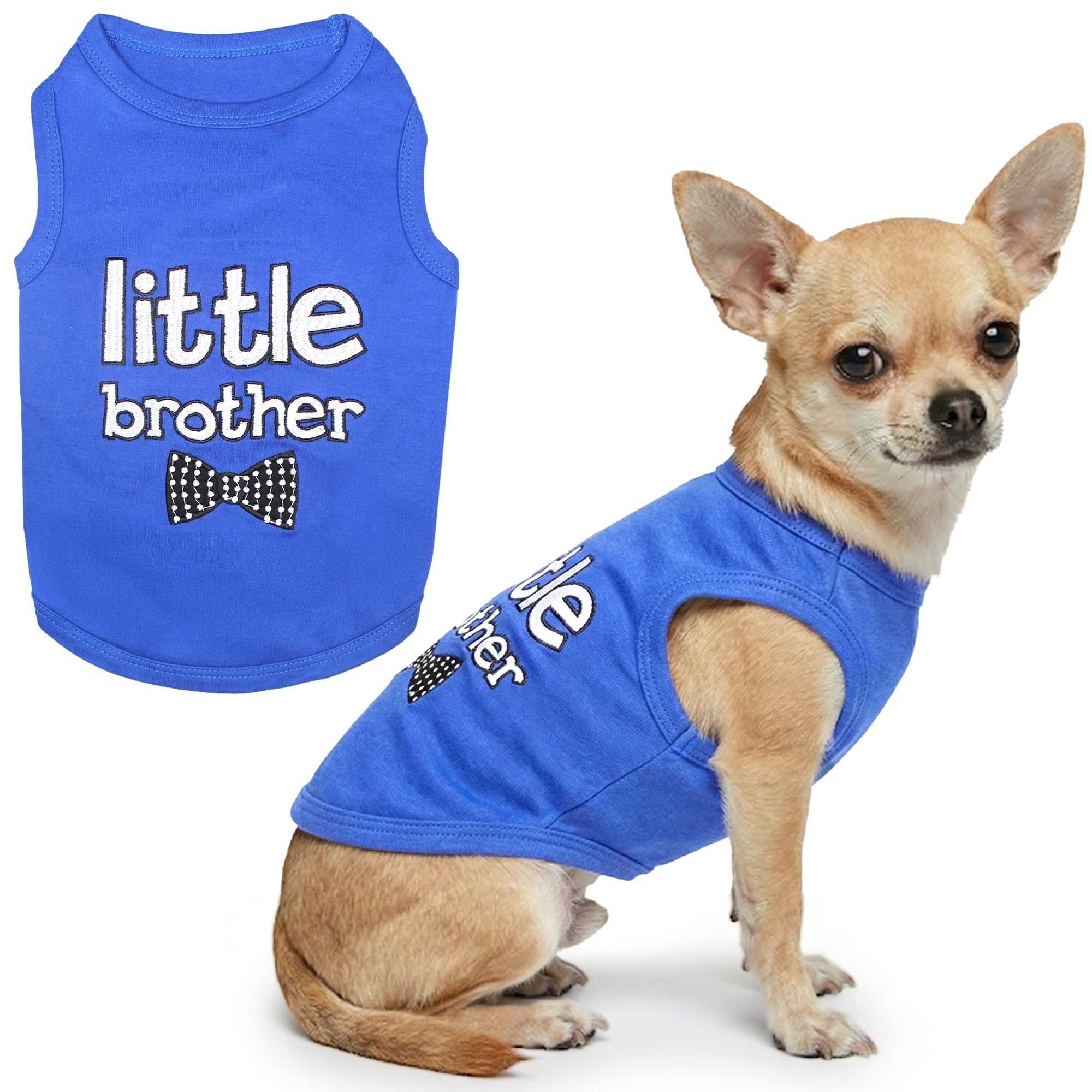 Parisian Pet Dog Cat Clothes Tee Shirts Little Brother, Little Sister (Little Brother, S)