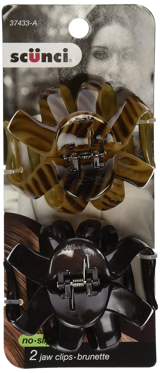 Scunci No-Slip Grip Octopus Clip, Black & Tortoise, 2 Count (Pack of 1): Beauty