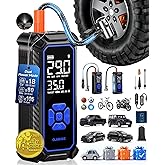 OlarHike Cordless Tire Inflator Portable Air Compressor, 150PSI Dual Power - 6000mAh & 12V DC, Air Pump for Car Tires, Motorcycle, Bicycle, Electric Pump with LED Light & Digital Pressure Gauge