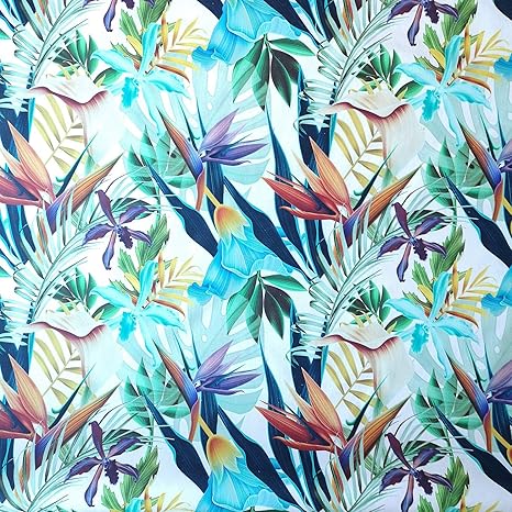 Staab's Beschichtete Baumwolle Tropical grün blau (Meterware, Qualität Zum Nähen) (100 x 140 cm)