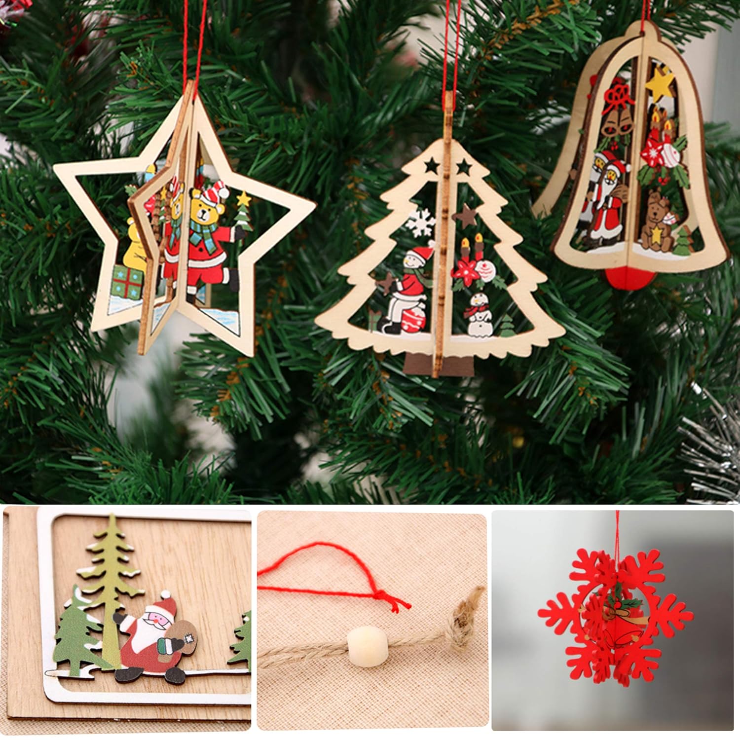 Decoracion De Fiesta 9 Piezas Diy Madera Colgante Adornos Para Arbol De Navidad Colgante Navideno De Madera Decoracion Del Arbol Navideno De Madera Hechos A Mano 9 Estilos Decoracion Del Hogar Hogar
