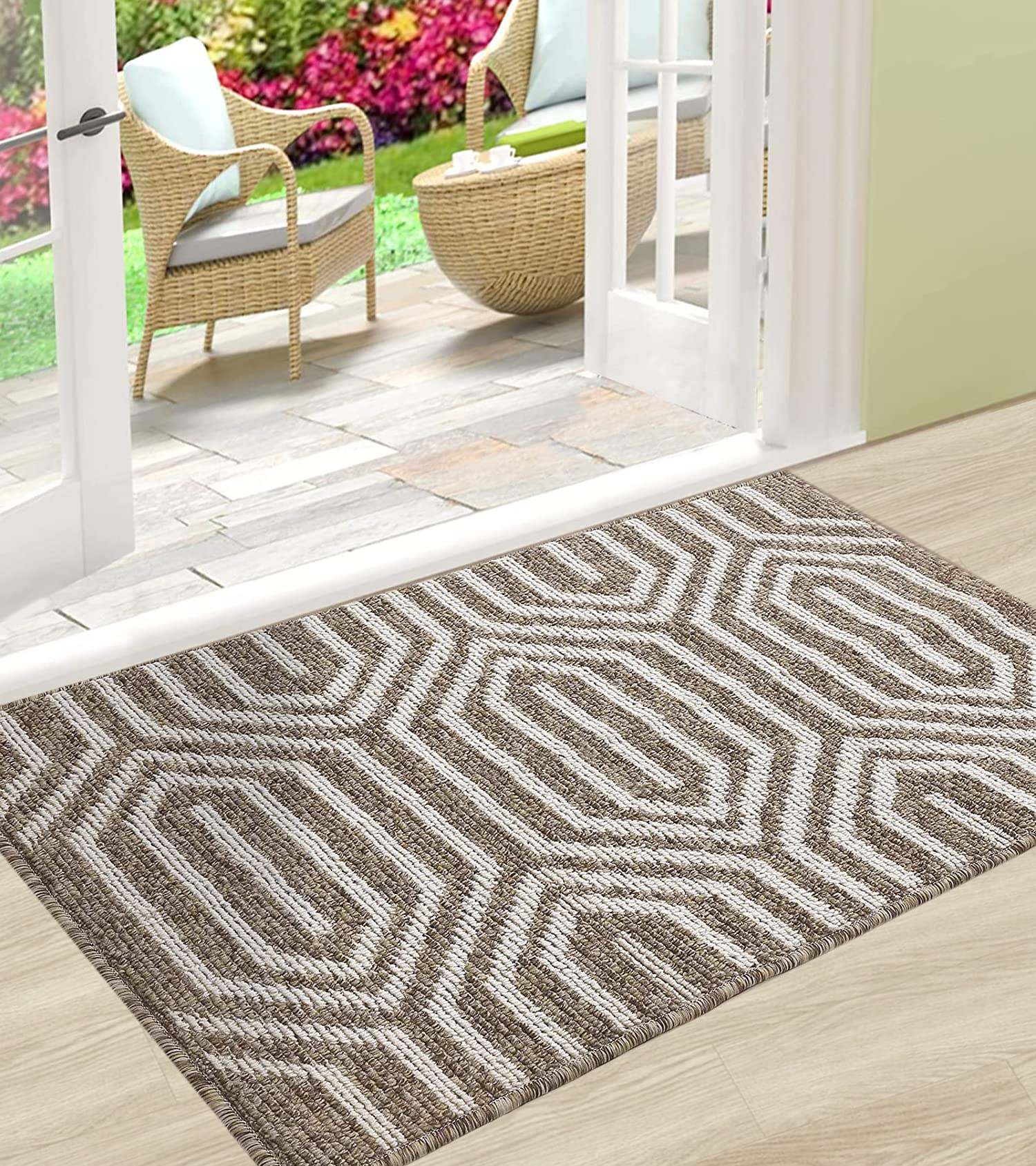 QiRung Door Mat Indoor 50x80 Cm, Doormats Dirt Trapper Non-slip, Machine Washable, Absorbent Entrance Rug for Floor, Entryway, Patio, Hallway(brown)