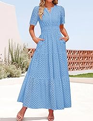 ZESICA Women's 2025 Summer Short Sleeve Maxi Dress