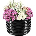 TBMLC 17" Tall Elevated Round Metal Rised Garden Bed- 2'x2' in Size and 0.8MM Thick Durable Planter Box for Vegetables Flowers Succulent at Patio/Garden Outdoor (Black, 2FT Diameter)