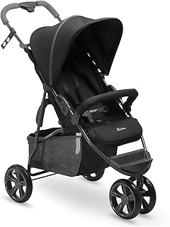 Circle Buggy - Treviso 3 - leichter Sportwagen mit Liegeposition, Dreirad-Kinderbuggy bis max. 15 kg, Reisebuggy, Kinderwagen klein zusammenklappbar - Woven Black