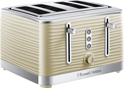 Russell Hobbs Inspire 4 Slice Toaster Cream with Extra Wide Slots 1800W