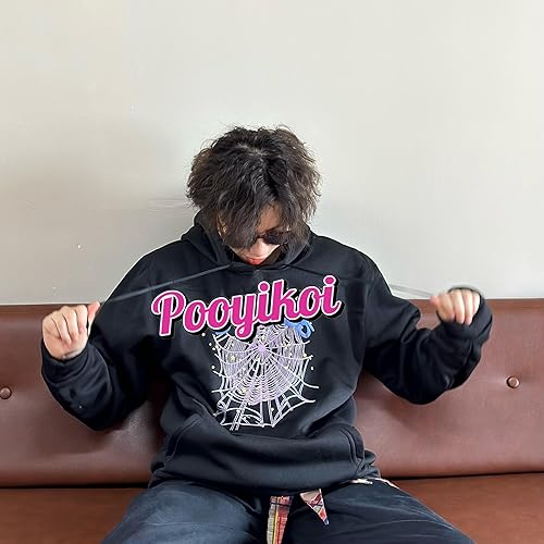 Hip Hop Spider Web Print Hoodie Men Women Spider Sweatshirts
