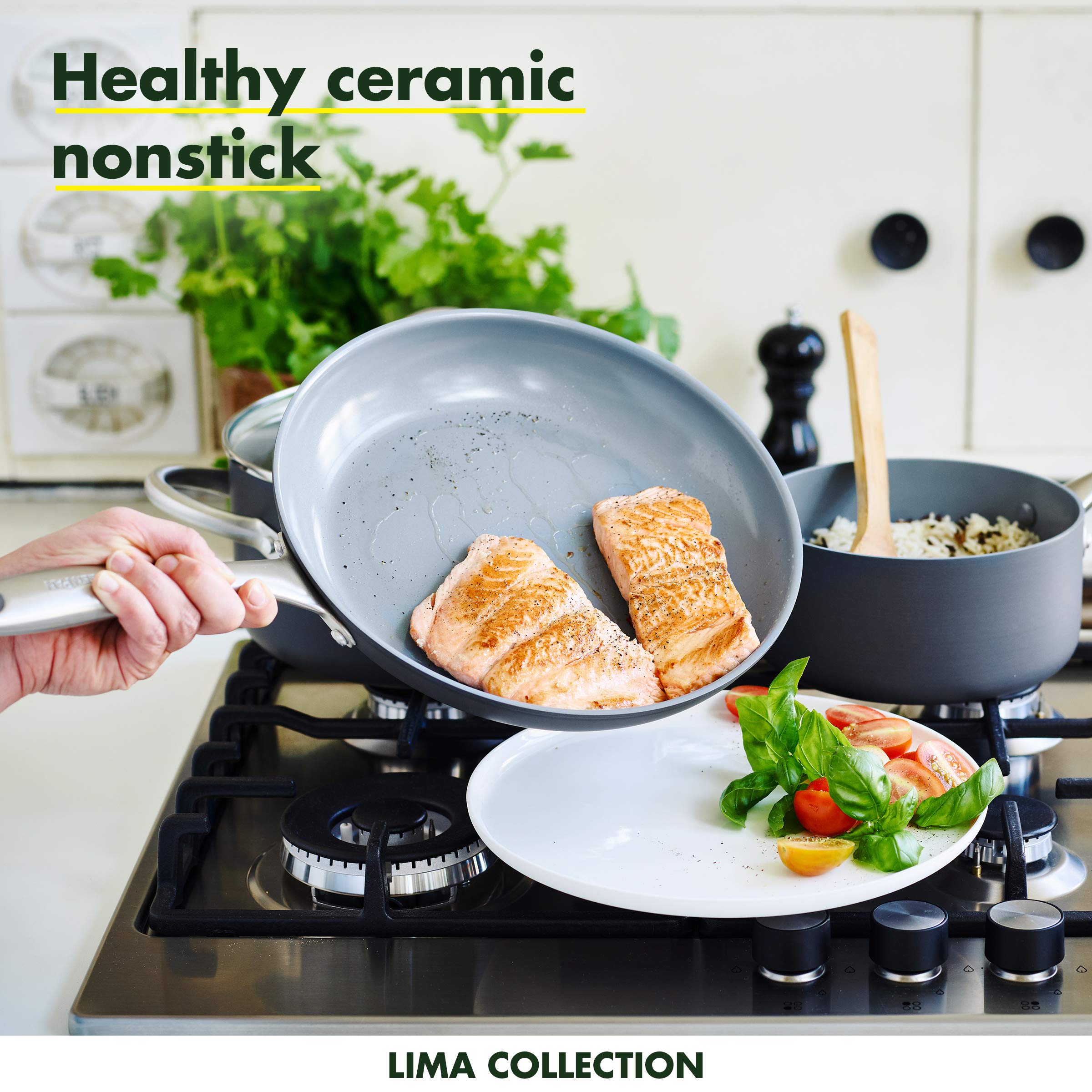 GreenPan Lima Hard Arlo Might Non Stick Ceramic Pan with Helper and delivered.