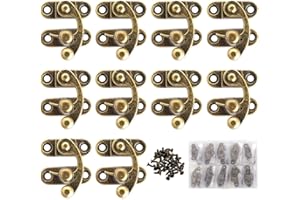 Youmeizer 10 Pieces Antique Vintage Lock Latch Hook Hasp Horn Lock with 40 Screws Jewelry Box Hardware Thickened Horn Lock Clasp Arm Latch Size 27 x 25 x 8mm (Bronze/Right Latch Hook Hasp)