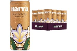 Narra, Oat Milk Tea Latte - Black Tea, Natural Caffeine & L-Theanine, Organic Oat Milk, MCT Oil, Vegan, Dairy Free, No Refined Sugar, Non-GMO, 7.5 Fl Oz (12 Pack)