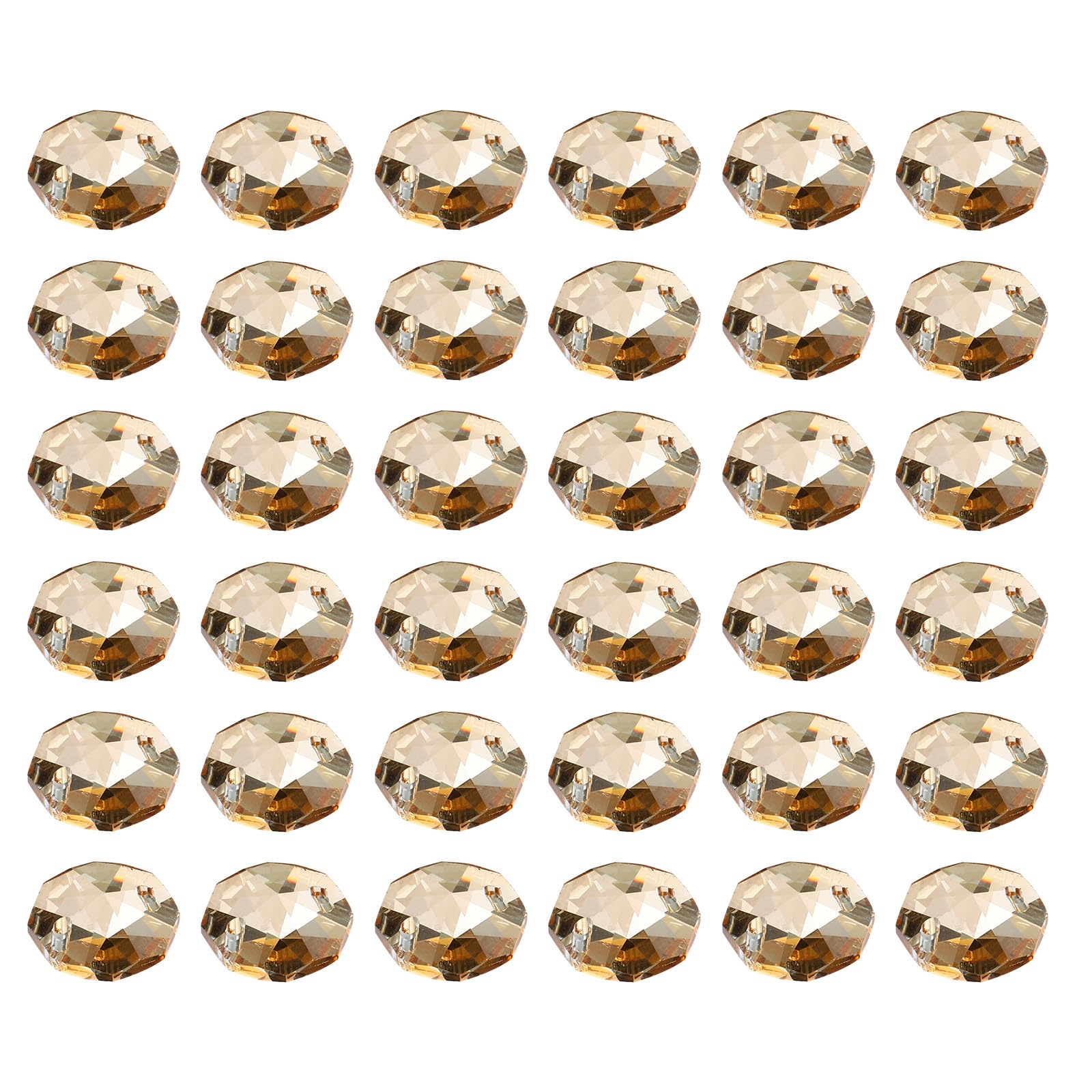 PATIKIL Crystal Octagon Beads, 40 Pack 14mm Chandelier Prisms Parts Hanging Beads DIY Lamp for Arts Crafts Decoration, Yellow
