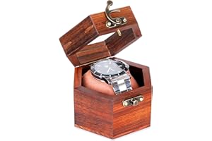 ROYAL CRAFT EXPERTISE Watch Box for Men, Single Slot Watch Display Case Mens Watch Box Organizer, Dark Rosewood Watch Cases for Men Watch Storage, Valentines Gift Watch Organizer Holder Case for travel with Glass Lid