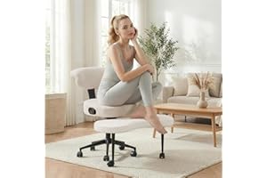 Ergonomic Cross Legged Office Chair with Lumbar Support, 360° Swivel Meditation Chair with Wheels - Adjustable Height for ADH
