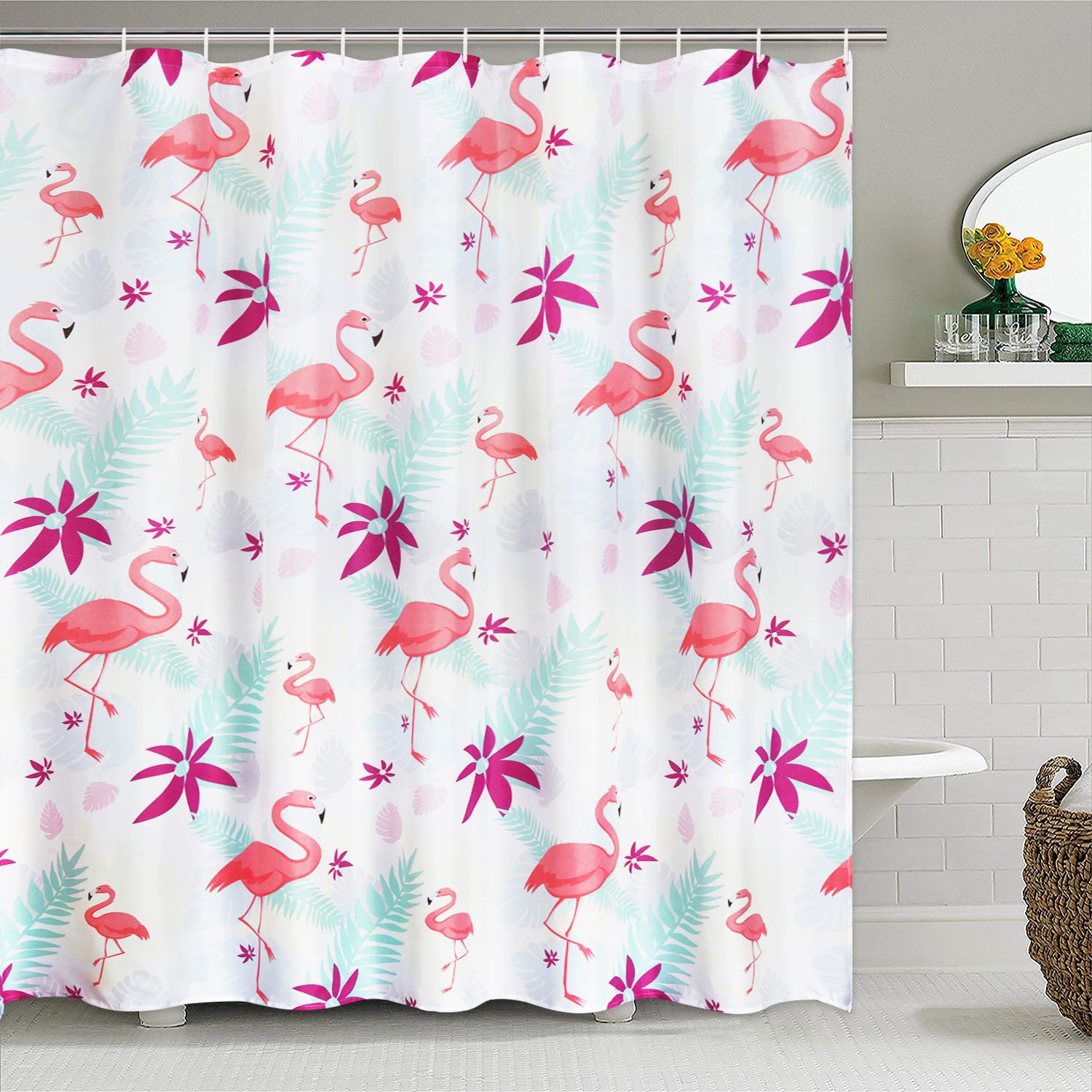 Amazon promo code for Flamingo Shower Curtain with 12