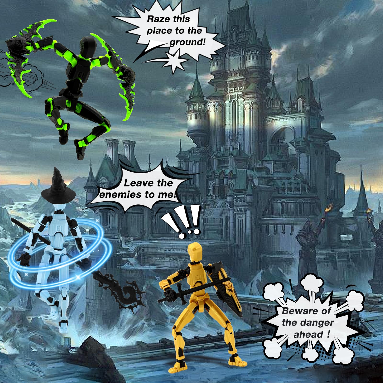 Qoopower T13 Titan 13 Action Figure Assembly Completed, 5-Pack T 13 Lucky 13 3D Printed Action Figure Articulated, Dummy Gift for Boys Desktop Decorations,muñeco de acción (Multicolored)