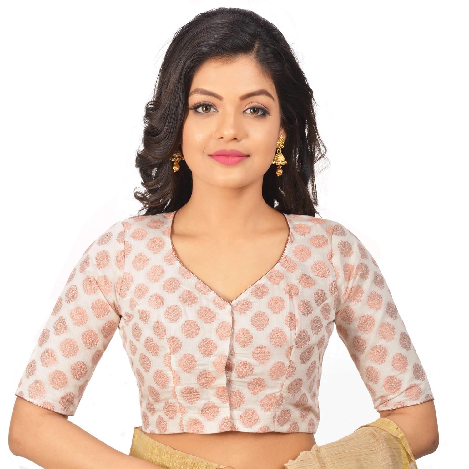 white chanderi woven blouse