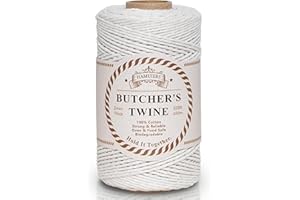 HAMUIERS Butchers Twine for Cooking, Baking & Crafts - Food Safe Kitchen Twine for Tying Meat, Trussing Turkey, Roasting, Sausage Making - Strong Cotton Rope for Garden, Crafts & Packing, 328ft 2mm(Beige)