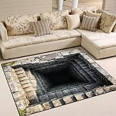 DJNEAR 2' x 3' 3D Optical Illusion Area Rug for Kids Boys Teens Bedroom Living Room Vortex Trippy Carpet Brick Bottomless Hol