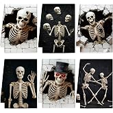 Ganeen 6 Pcs Halloween Skull Kitchen Towels, Gothic Skeleton Dish Towels | Spooky Tea Towels, Absorbent Hand Cloths, Bathroom and Kitchen Use, Goth Horror Decor, Gift for Halloween Season, Home Party