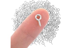 BREMOROU 300PCS Screw Eye Pins for Jewelry Making Small Eye Hooks Gold Eye Screw Hooks Eyelets Screw Threaded Mini Eye Pins Hooks Gold Tone Clasps Hooks Eye Screws for Crafts Jewelry Making (Silver)