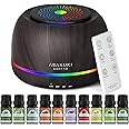 ASAKUKI Ellipse Essential Oil Diffuser with 10 Oils Set, 5 in 1 Ultrasonic 300ML Aromatherapy Scent Humidifier Vaporizer with Remote Control, Timer, Auto-Off-Black