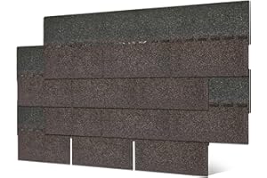 Roofing Shingles for Roof House Repair Tiles Shed Decor,Asphalt Shingles (Brown 3-Tab) 8PCS,39.4"x13.1"