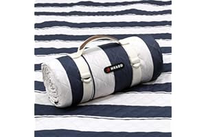 HX&OD Outdoor Picnic Blanket Extra Large, 80”x80” Waterproof Picnic Mat Foldable Camping Blanket Portable with Carry Strap for Beach Mat (Bule)