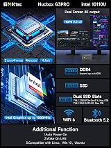 GMKtec Mini PC G3 PRO Core i3-10110U 8GB/256GB 4K Dual HDMI WiFi6 BT5.2 2.5GbE view 3