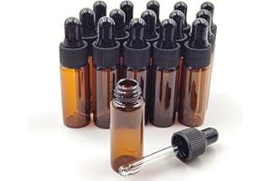 YYNGJCK 15Packs 5ml Tiny Amber Glass Mini Dropper Bottles for Essential Oils, Cosmetics, and Liquid Small Empty Travel Sample Vials with Dropper and Black Caps