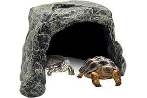 BNOSDM Reptile Hideout,Large Tortoise Hide Cave,Resin Rock,Bearded Dragon Hideaway,Turtle Basking Platform,Reptiles Habitat Decor Tank Accessories for Lizards Gecko Snakes Chameleon Frogs
